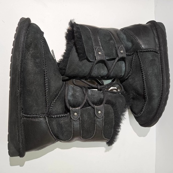 EMU Australia Shearling Boots Lace Up Soft Suede Leather Women's 6 Black - Picture 6 of 10